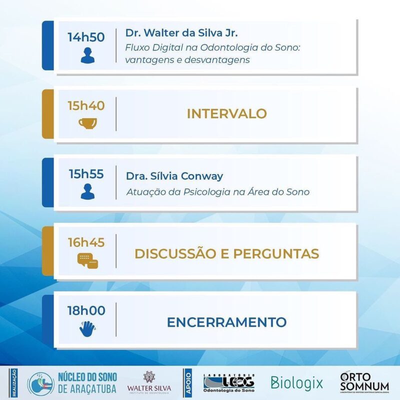 3º Grande Encontro de Nomes da Odontologia do Sono, programação do evento