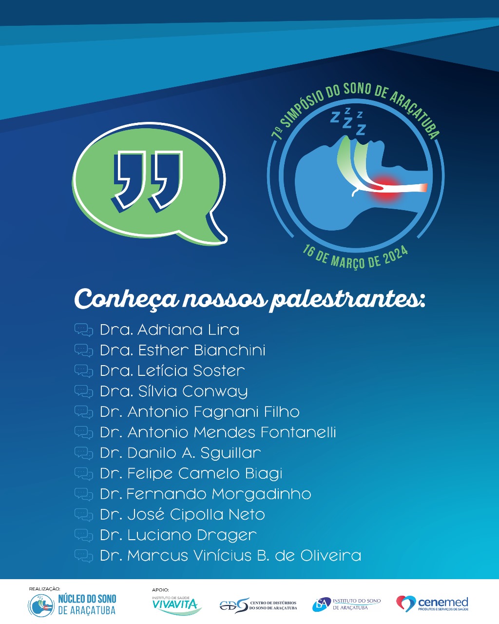 Palestrantes 7º Simpósio do Sono de Araçatuba